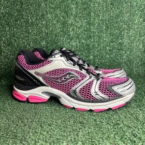 Saucony ProGrid Triumph 4 Arch-Lock Mesh Y2K Running Shoes Pink Silver Womens 10
